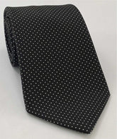 Macclesfield Print Pin Dot Silk Tie White on Black MCPDT-40
